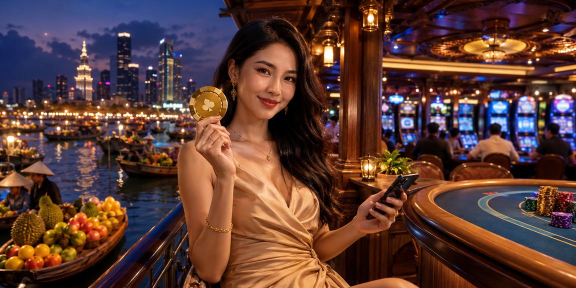Người dùng Đồng bằng Mekong trải nghiệm casino trực tuyến với điện thoại tại quán cà phê